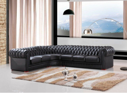 Chesterfield sectional sofa sectional couch designer sofa black couch 100% leather